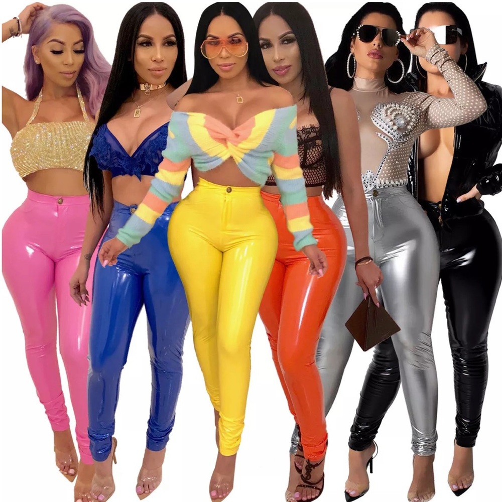 Patent Leather High Waist Skinny Pants